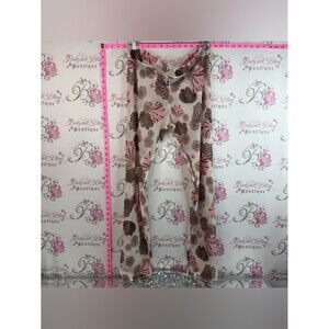 Massimo pants stretchy pink Sheer Floral Wide Leg Pants - Pink, Brown and White